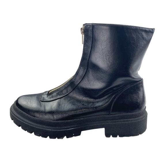 Abercrombie & Fitch Laana Women's Black Leather Round Toe Zipper Boots Size 10 - Picture 1 of 6